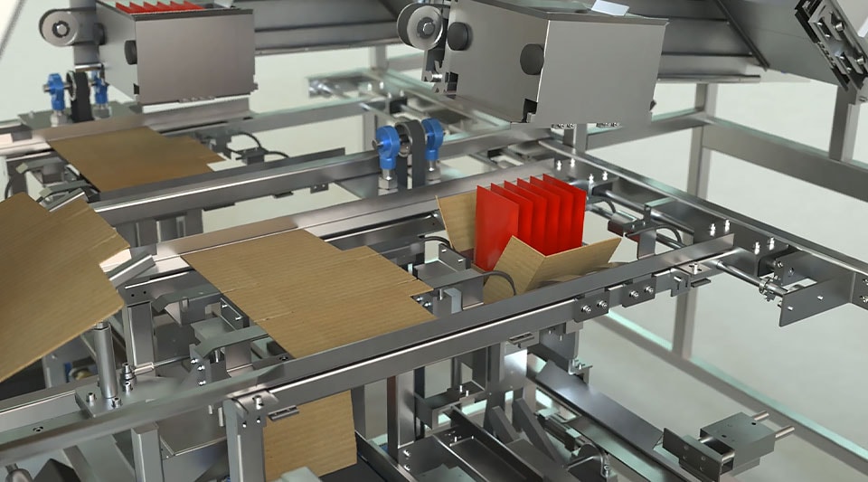 Machinery producing and assembling cardboard boxes