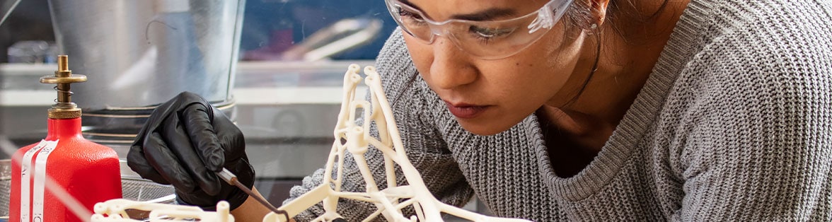 Woman working in the 3d print shop at the Autodesk San Francisco Technology Center