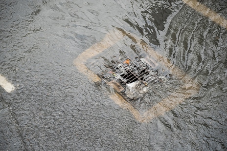 stormwater flowing into a drainage catchment to prevent flooding