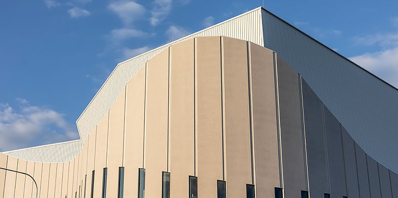 Geometric rooflines of the Sydney Coliseum constructed by Hansen Yuncken