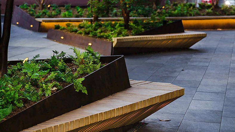 Privately owned public open space at Pinterest headquarters.