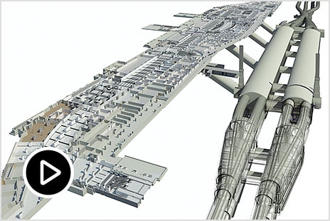 Model of subway station and tunnel 