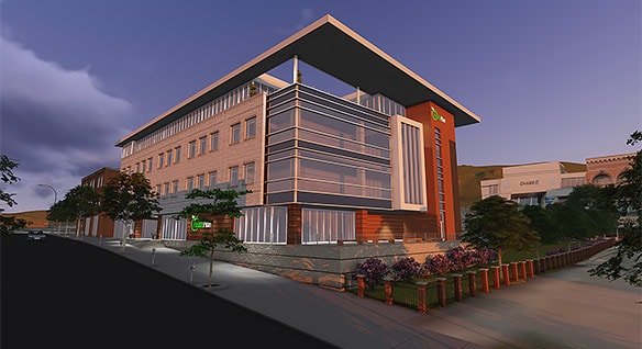 Rendering of The Wheeling building design by Mills Group with Revit and Insight
