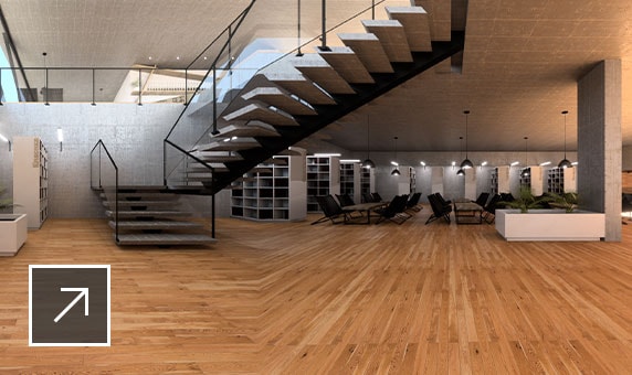 panorama rendering of room with staircase