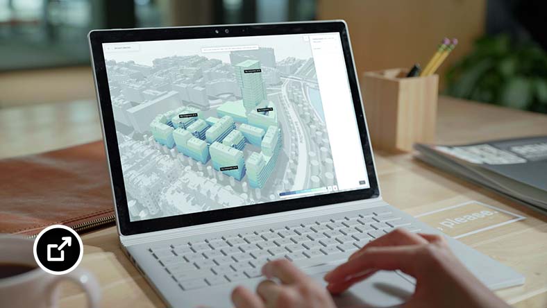 Daylight potential analysis being used in Autodesk Forma