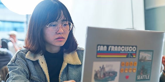 Female student on laptop