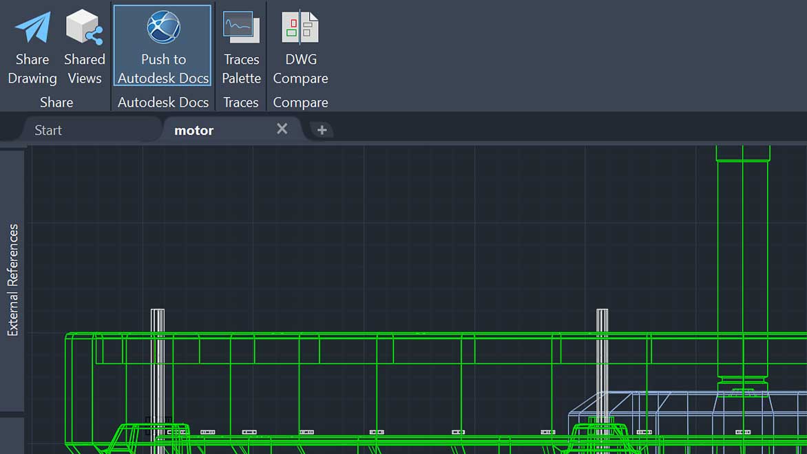 Screenshot of sharing functionalities in AutoCAD