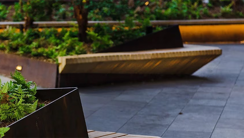 A closeup scene of a rooftop garden